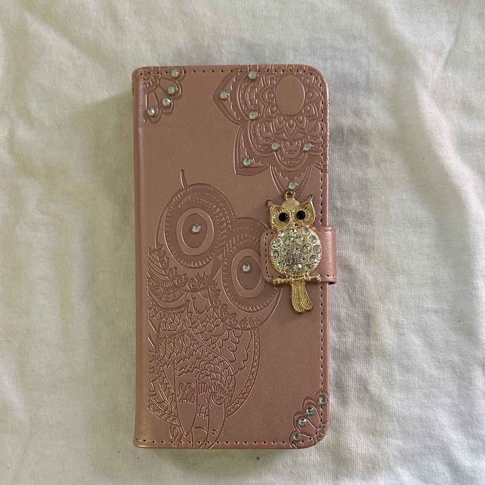 Owl Embossed Pink Samsung Galaxy A25 Wallet Case